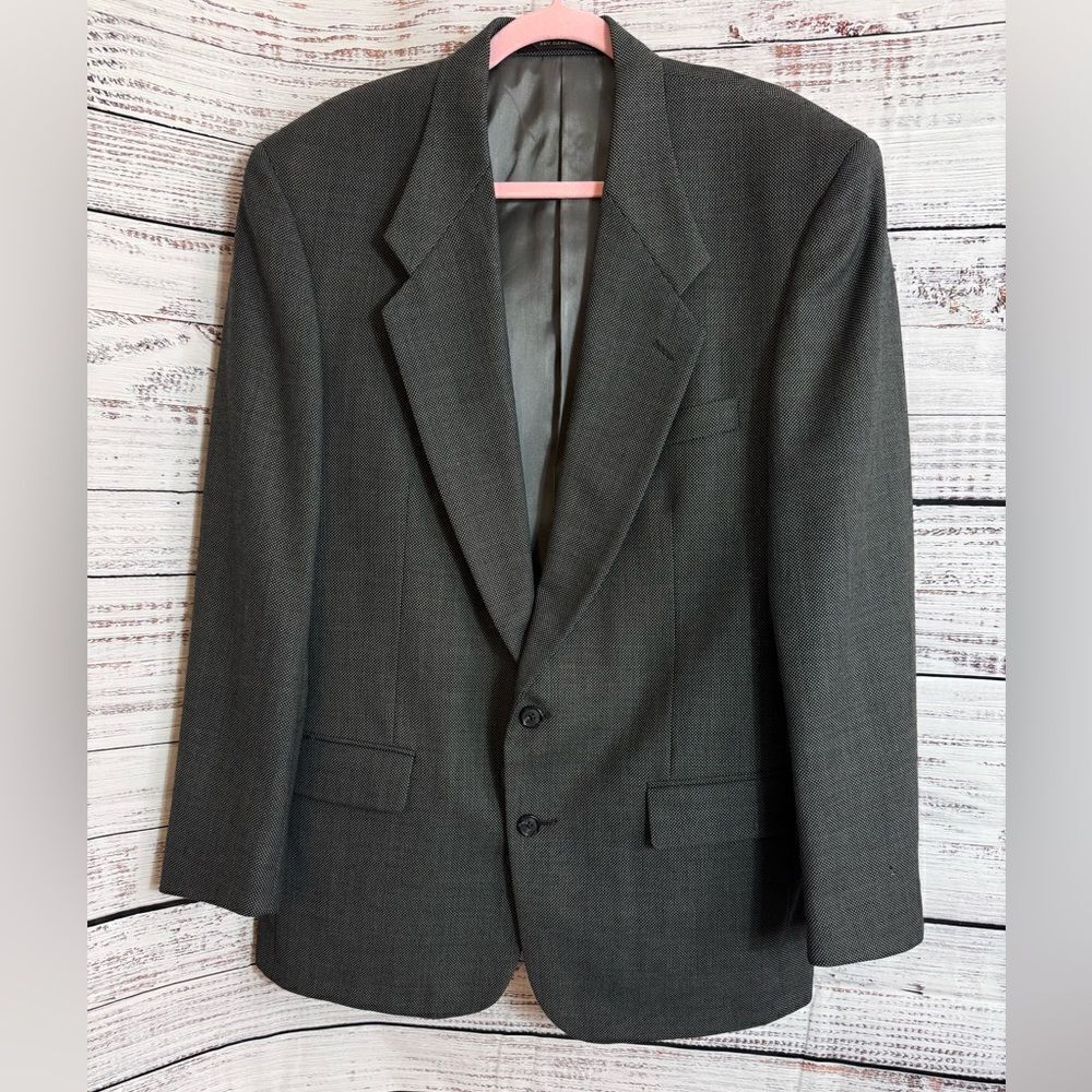 Vintage Givenchy Monsieur Blazer Mens Wool Houndstooth Gray Jacket Union Made